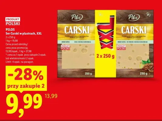 Ser carski w plastrach XXL Pilos 2-pak promocja w Lidl