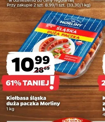 Kiełbasa śląska duża paczka Morliny promocja w Netto