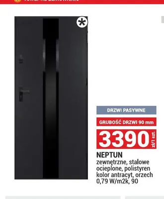 Drzwi pasywne zewnętrzne stalowe Neptun promocja w Merkury Market