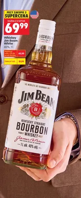 Whiskey Jim Beam White (przy zakupie 2 szt.) promocja w Biedronka