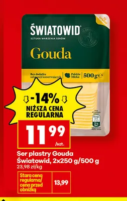 Ser gouda w plastrach Światowid promocja w Biedronka