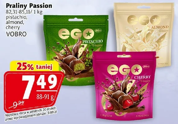 Praliny Passion pistachio, almond, cherry promocja w Prim Market