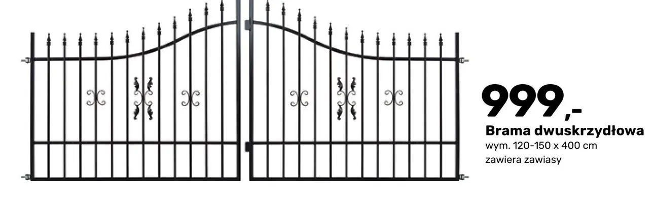 Brama dwuskrzydłowa Tytus ocynkowana zawiera zawiasy promocja w Bricomarche