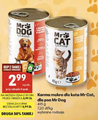 Karma mokra dla kota Mr Cat, dla psa Mr Dog wybrane rodzaje promocja w Delikatesy Centrum