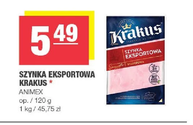 Szynka eksportowa Krakus promocja w SPAR