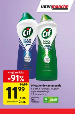 Mleczko do czyszczenia Cif Max Power 3 Action Spring Fresh promocja w Intermarche