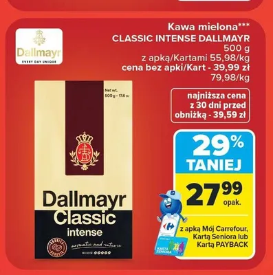 Kawa mielona Dallmayr Classic Intense promocja w Carrefour