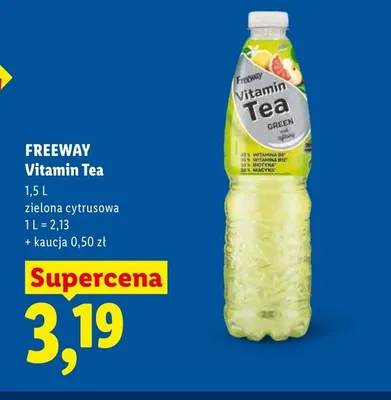 Napój FREEWAY Vitamin Tea zielona cytrusowa promocja w Lidl