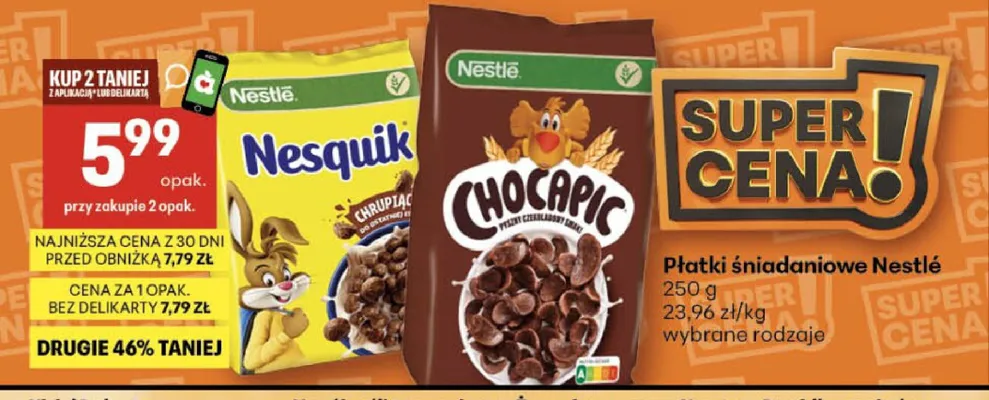 Płatki śniadaniowe Nestlé Nesquik promocja w Delikatesy Centrum