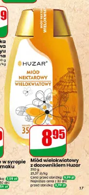 Miód wielokwiatowy nektarowy z dozownikiem Huzar promocja w Dino