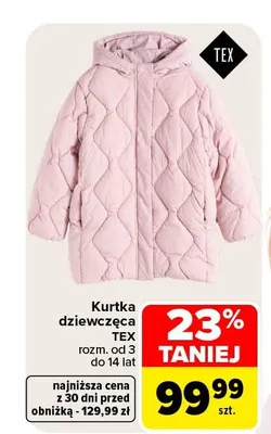 Kurtka dziewczęca TEX promocja w Carrefour