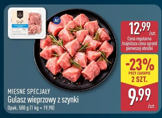 Gulasz wieprzowy z szynki Mięsne Specjały promocja w Aldi