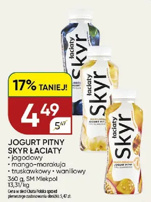 Jogurt pitny Skyr Łaciaty truskawkowy promocja w Chata Polska