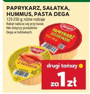 Paprykarz, sałatka, hummus, pasta Dega promocja w Stokrotka