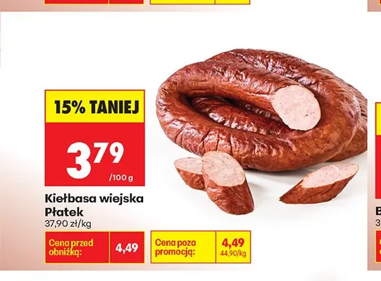 Kiełbasa wiejska Płatek promocja w Biedronka