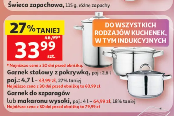 Garnek stalowy z pokrywką promocja w Auchan