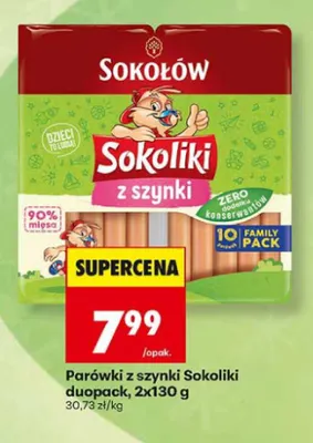 Parówki z szynki Sokoliki 2-pak Sokołów promocja w Biedronka