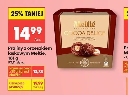 Praliny z orzeszkiem laskowym Meltie promocja w Biedronka