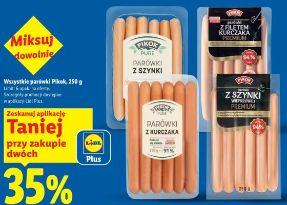 Parówki z szynki wieprzowej Pikok Premium promocja w Lidl