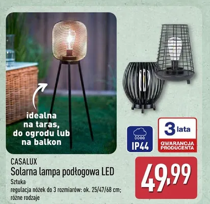 Solarna lampa podłogowa LED promocja w Aldi