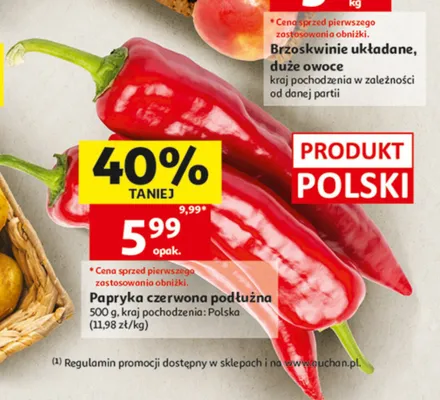 Papryka czerwona podłużna polska promocja w Auchan