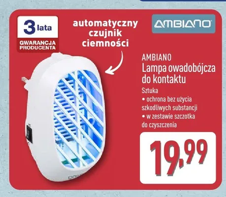 Lampa owadobójcza do kontaktu Ambiano promocja w Aldi