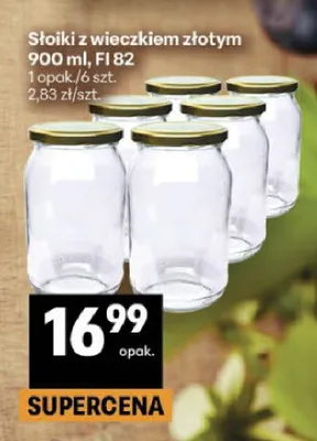 Słoiki z wieczkiem złotym 900 ml FI 82 promocja w Delikatesy Centrum