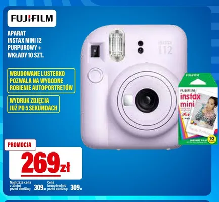Aparat Fujifilm Instax Mini 12 Purpurowy + wkłady 10 szt. promocja w RTV EURO AGD