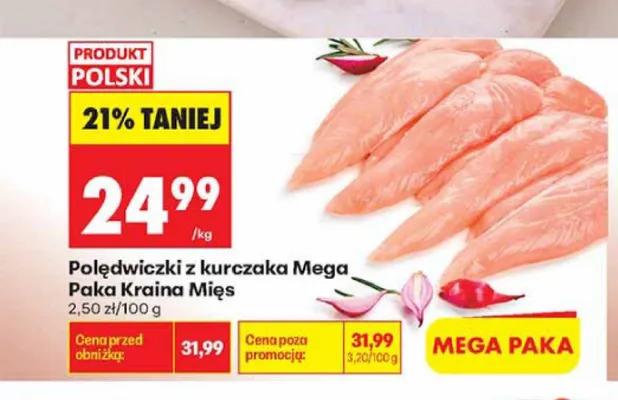 Polędwiczki z kurczaka Mega Paka Kraina Mięs promocja w Biedronka
