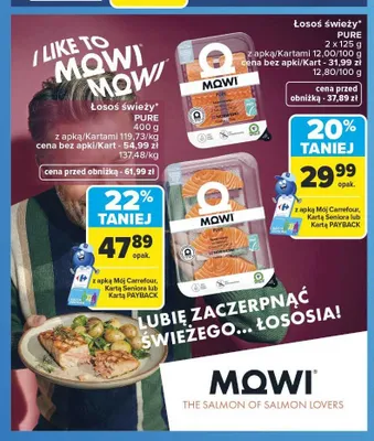 Łosoś świeży Pure Mowi promocja w Carrefour