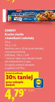 Kruche ciastka z kawałkami czekolady Sondey promocja w Lidl