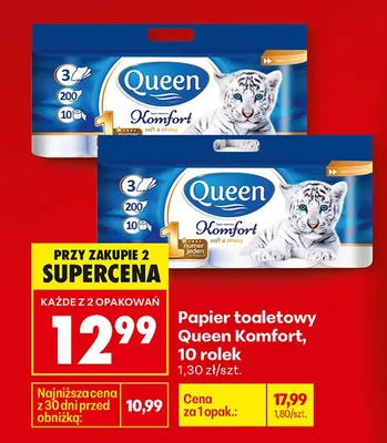 Papier toaletowy Komfort, 10 rolek promocja w Biedronka