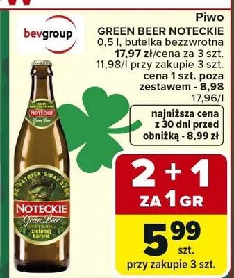 Piwo Green Beer butelka bezwrotna promocja w Carrefour