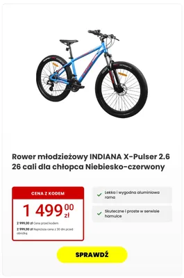 Rower młodzieżowy INDIANA X-Pulser 2,6 promocja w Media Expert