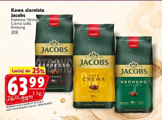 Kawa ziarnista Jacobs Espresso Strong promocja w Prim Market