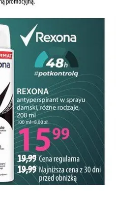 Antyperspirant w sprayu damski lub męski Rexona promocja w Hebe