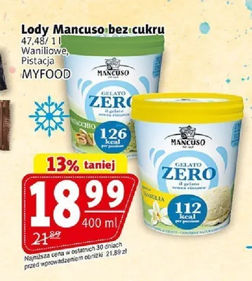 Lody bez cukru waniliowe Mancuso promocja w Prim Market