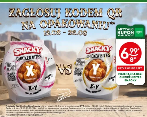 Przekąska drobiowa Chicken Bites Snacky Rezi smak Y promocja w Żabka