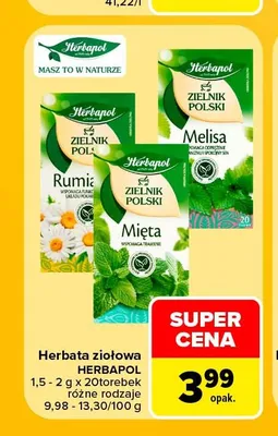 Herbata ziołowa Herbapol Mięta promocja w Carrefour
