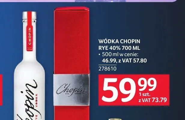Wódka Chopin Rye 40% promocja w Selgros