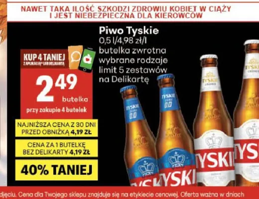 Piwo Tyskie promocja w Delikatesy Centrum