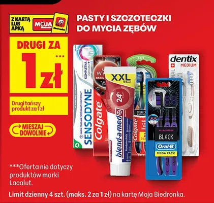 Pasty i szczoteczki do mycia zębów promocja w Biedronka