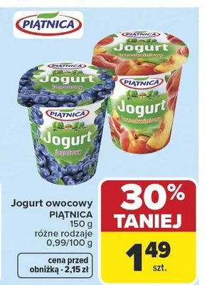 Jogurt owocowy różne rodzaje promocja w Carrefour