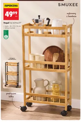 Regał na kółkach Smukee 36x15x74 cm promocja w Biedronka