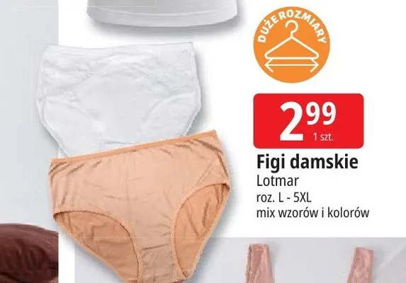 Figi damskie Lotmar roz. L-5XL mix wzorów i kolorów promocja w Leclerc