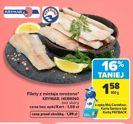 Filety z mintaja mrożone bez skóry Krymar promocja w Carrefour