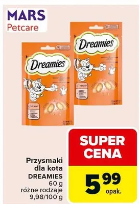 Przysmaki dla kota Dreamies różne rodzaje promocja w Carrefour Market