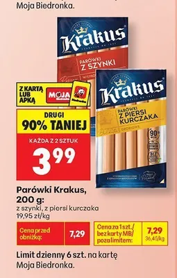 Parówki Krakus z piersi kurczaka promocja w Biedronka