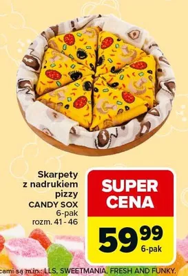 Skarpety z nadrukiem pizzy Candy Sox 6-pak promocja w Carrefour Market