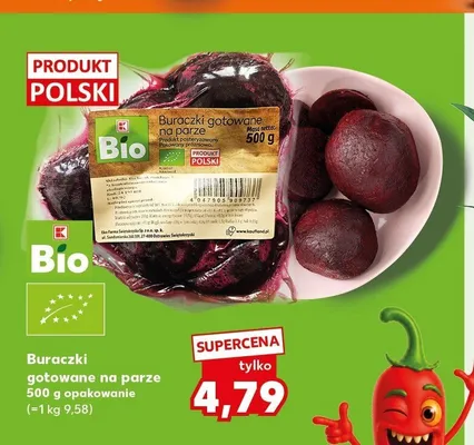 Buraczki gotowane na parze Bio promocja w Kaufland